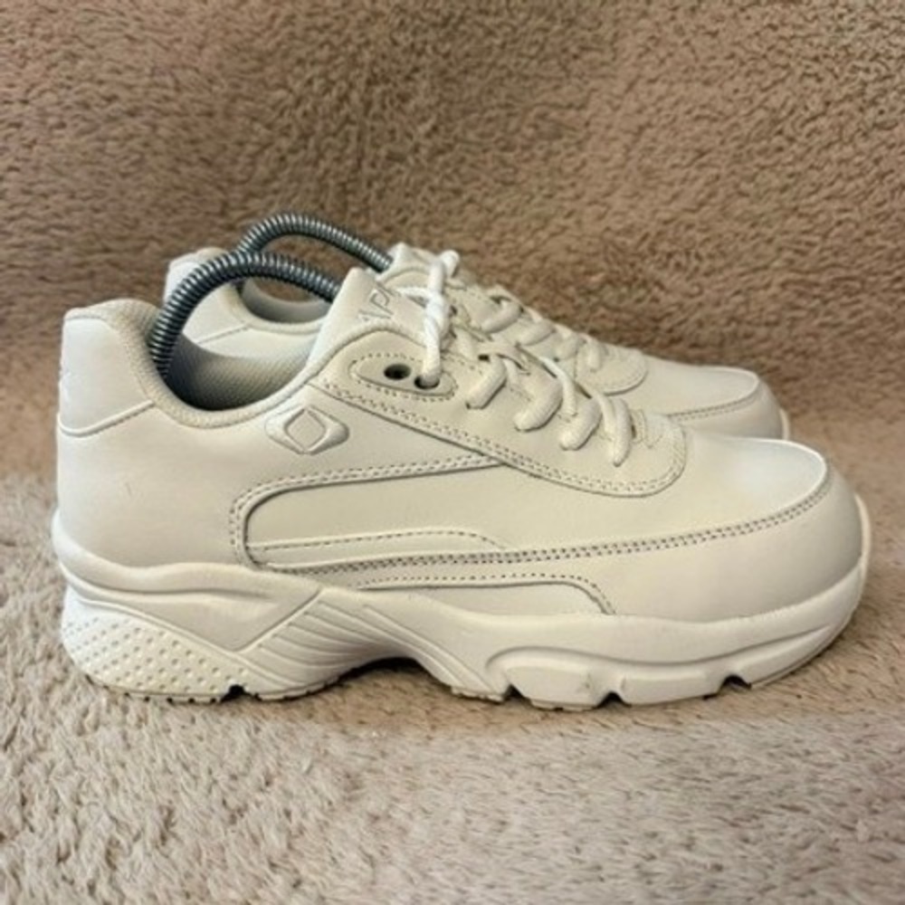 Apex Lace White Leather Walking Shoes Sneakers Womens Size 8 Extra Wide X826
